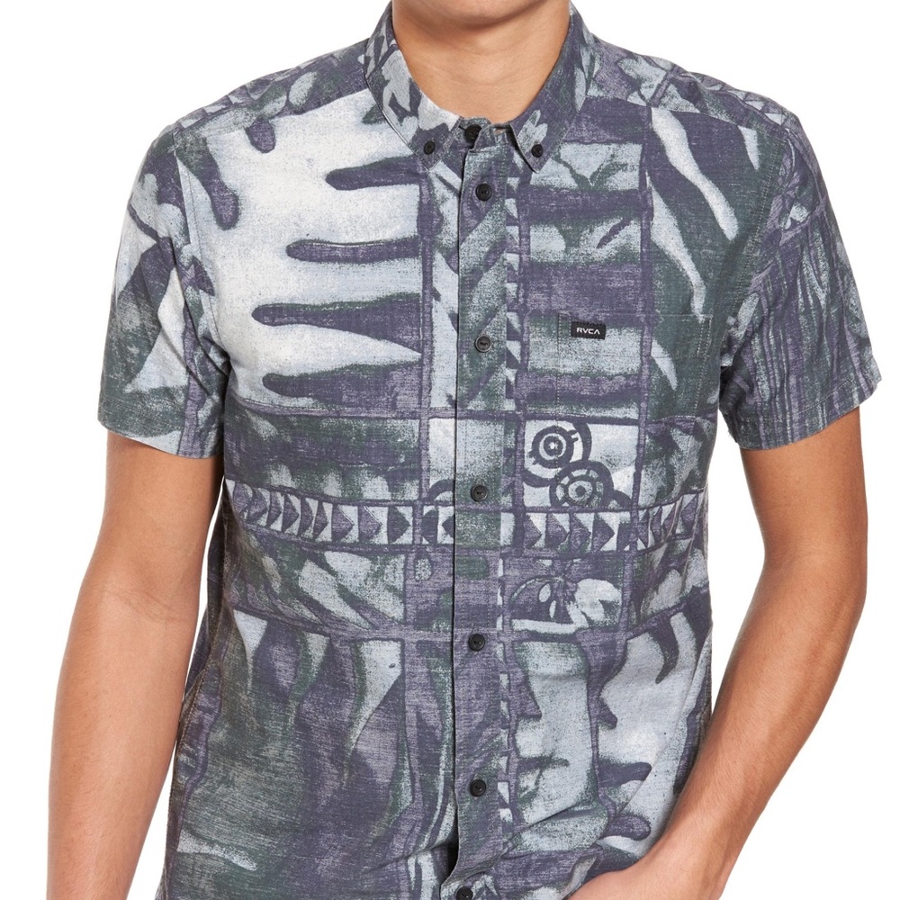 Mens R V C A Slim Fit Button Up